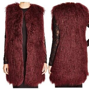 NWT size 4 berry color faux fur vest